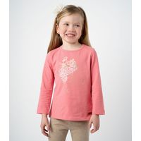 Polera manga larga niña con estampado coral