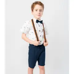 BLACK AND BLUE - Conjunto niño de camisa y bermudas blanco