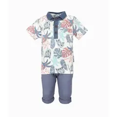 BLACK AND BLUE - Conjunto bebé con palmeras azul