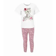 LIMONADA - Conjunto niña animal print blanco