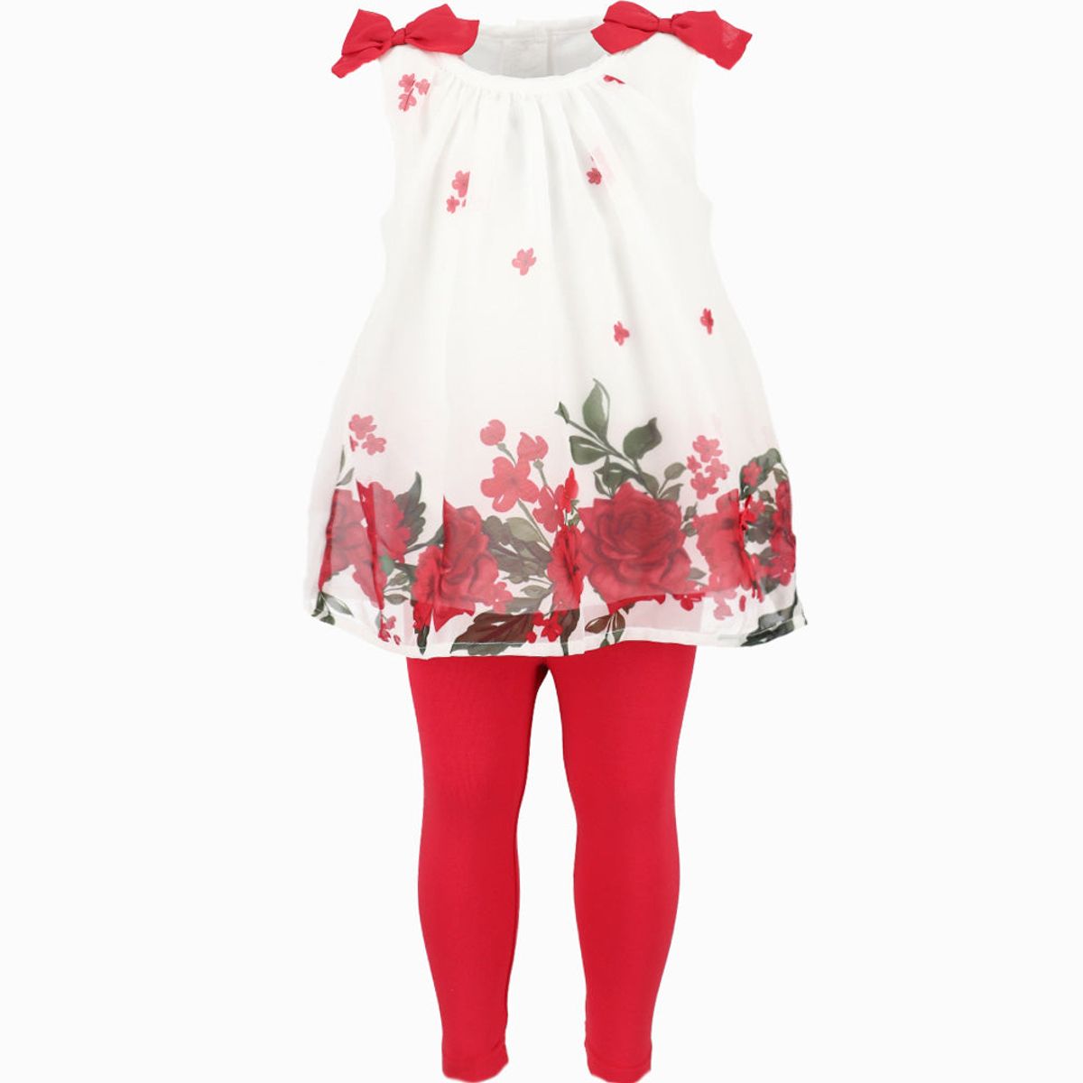 LIMONADA - Conjunto bebé de vestido y calzas rojo Limonada