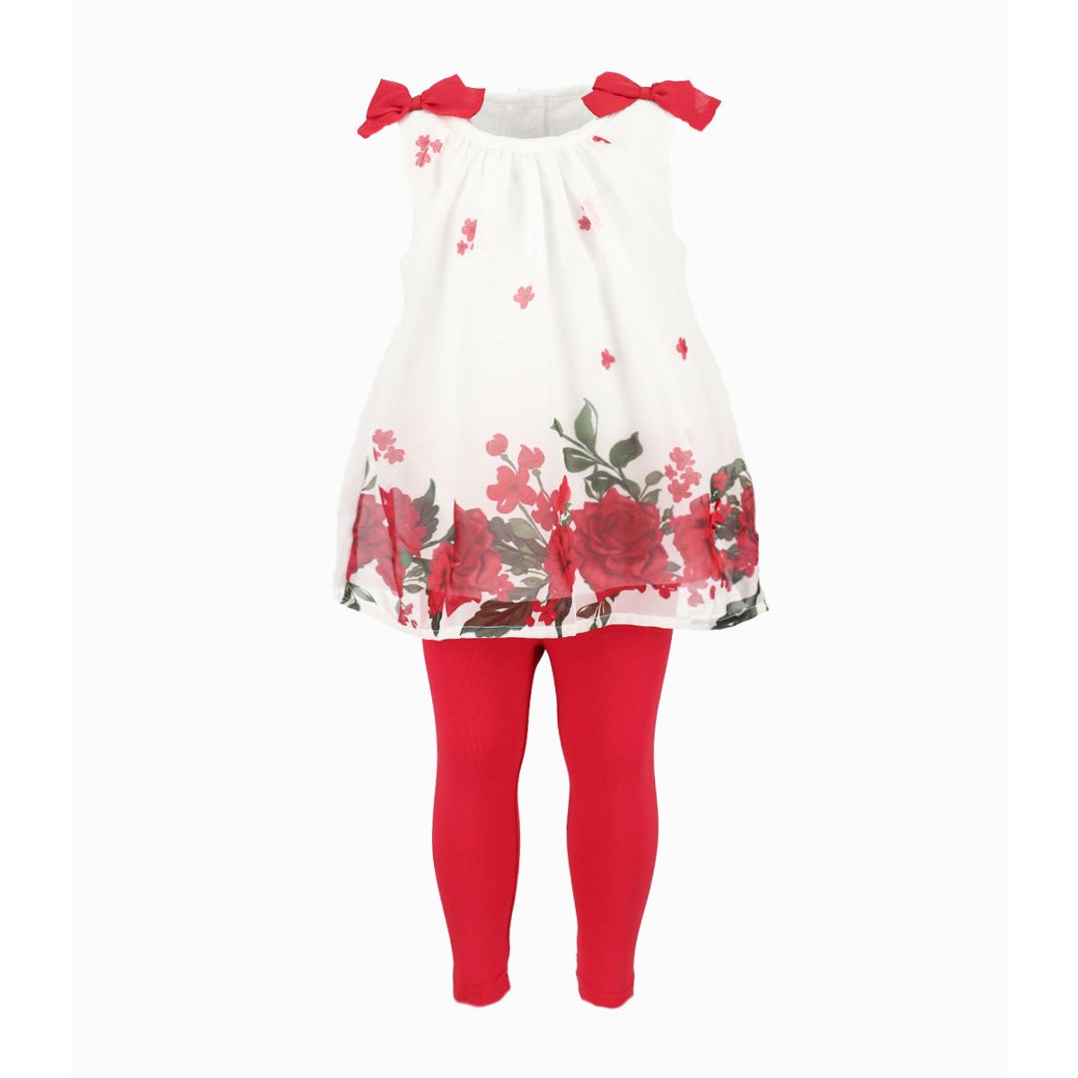 LIMONADA - Conjunto bebé de vestido y calzas rojo Limonada