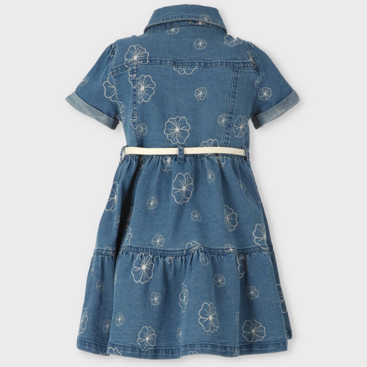 LIMONADA - Vestido niña de denim con flores celeste Limonada