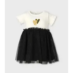 LIMONADA - Vestido bebé acanalado negro