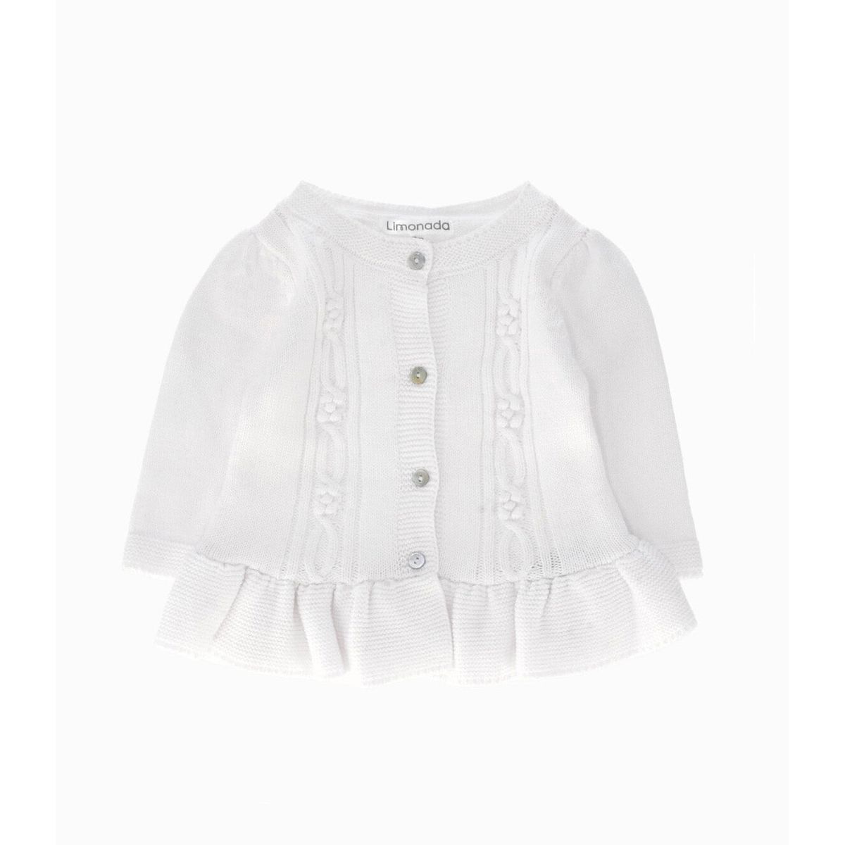 LIMONADA - Chaleco recién nacida trenzado blanco Limonada