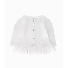 LIMONADA - Chaleco recién nacida trenzado blanco