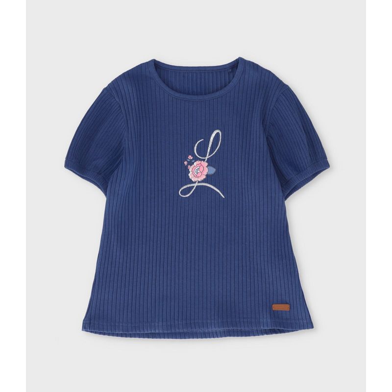 LIMONADA - Polera manga corta niña acanalada azul marino Limonada