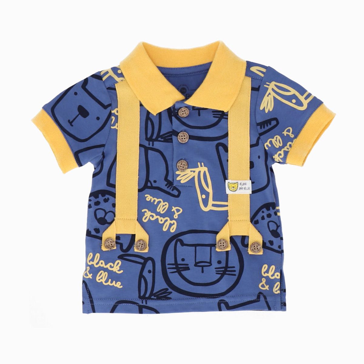 BLACK AND BLUE - Conjunto recién nacido con suspensores azul Black and Blue