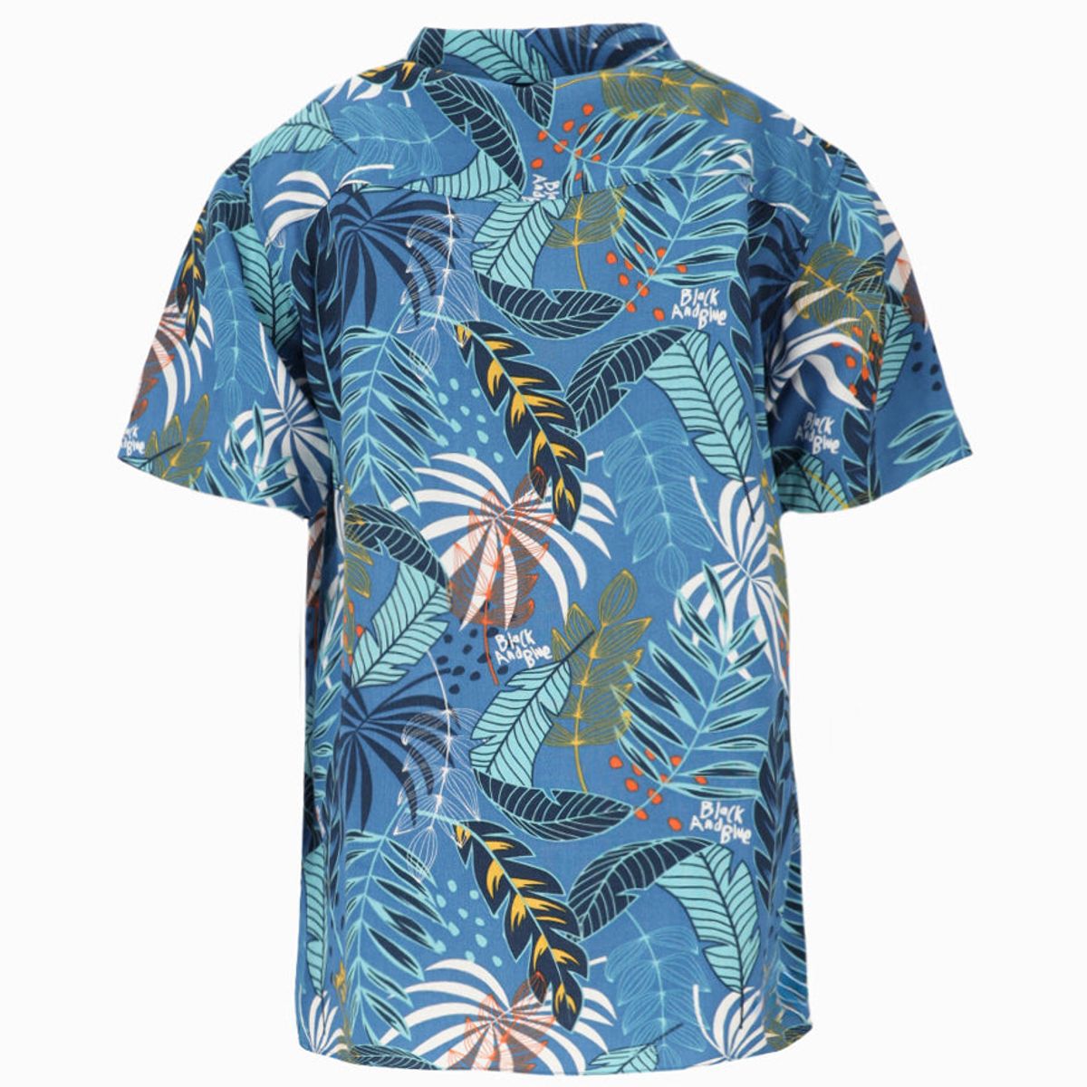 BLACK AND BLUE - Camisa manga corta niño con palmera azul Black and Blue