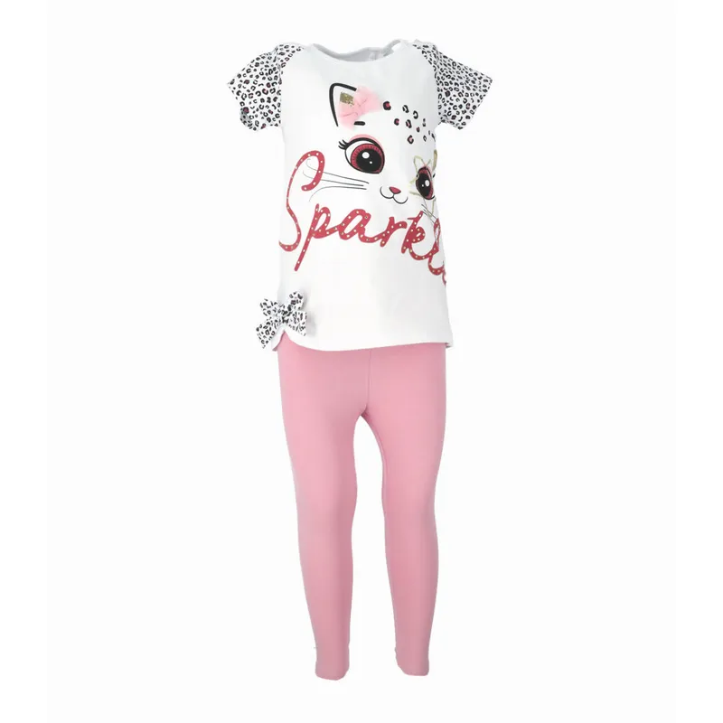 LIMONADA - Conjunto niña con lazo blanco Limonada