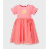 Vestido niña acanalado coral