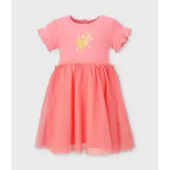 LIMONADA - Vestido niña acanalado coral