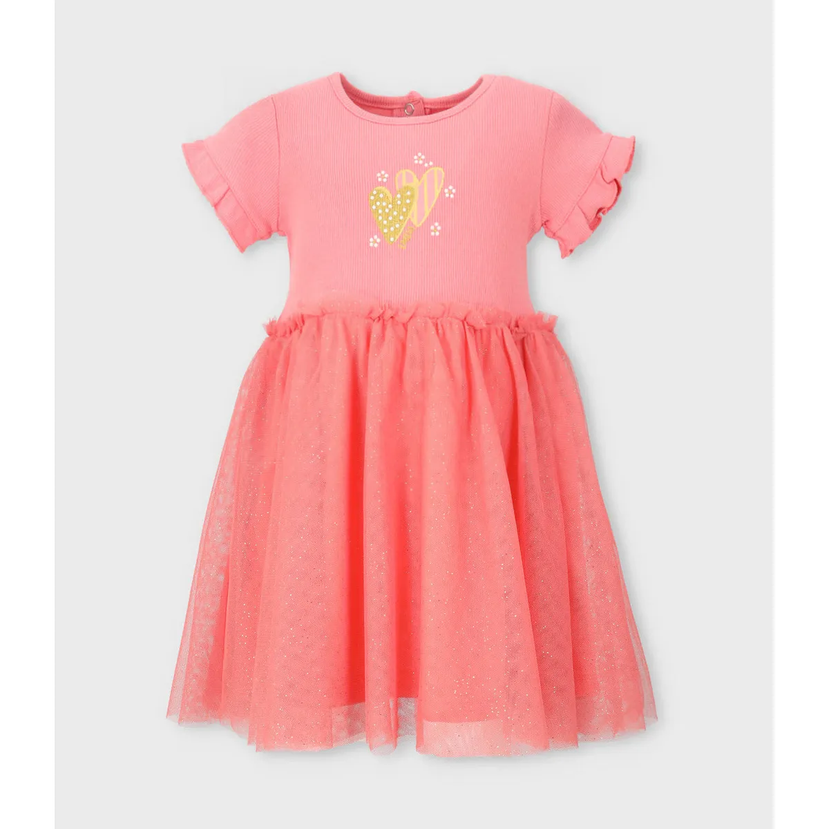 LIMONADA - Vestido niña acanalado coral Limonada