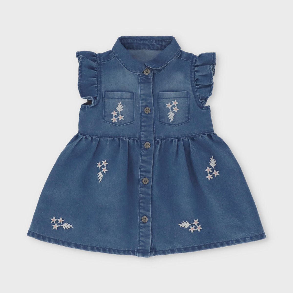 LIMONADA - Conjunto recién nacida flores bordadas celeste Limonada