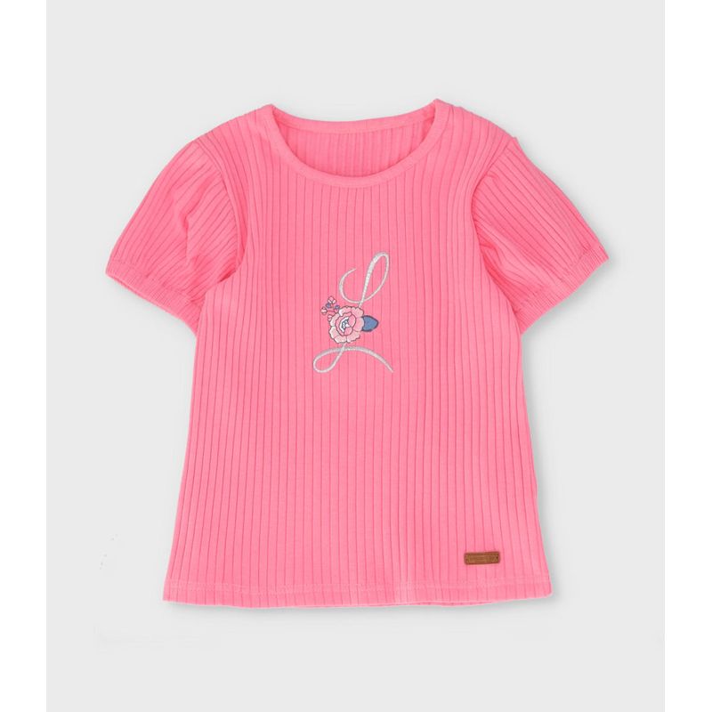 LIMONADA - Polera manga corta niña acanalada coral Limonada