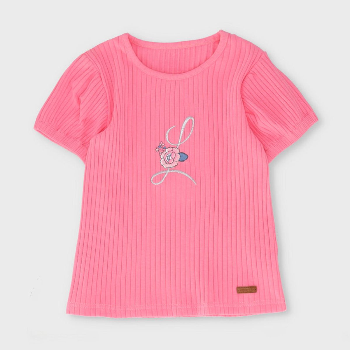 LIMONADA - Polera manga corta niña acanalada coral Limonada