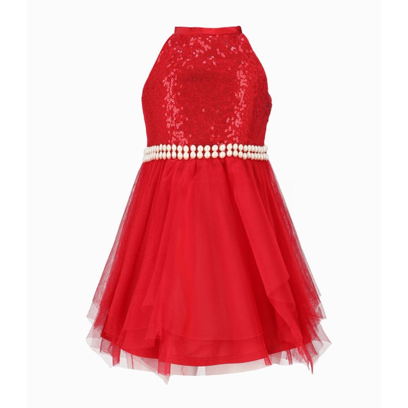 LIMONADA - Vestido niña con perlas  rojo Limonada