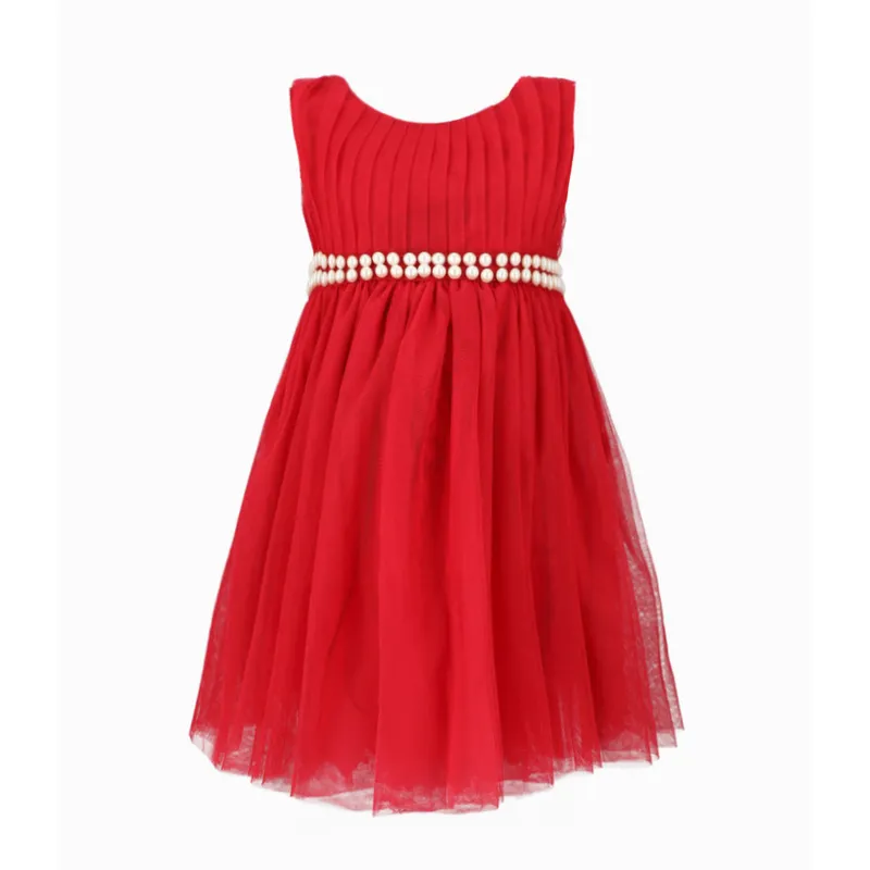 LIMONADA - Vestido niña con perlas  rojo Limonada