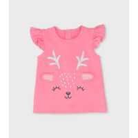 Polera manga corta bebé con ciervo coral