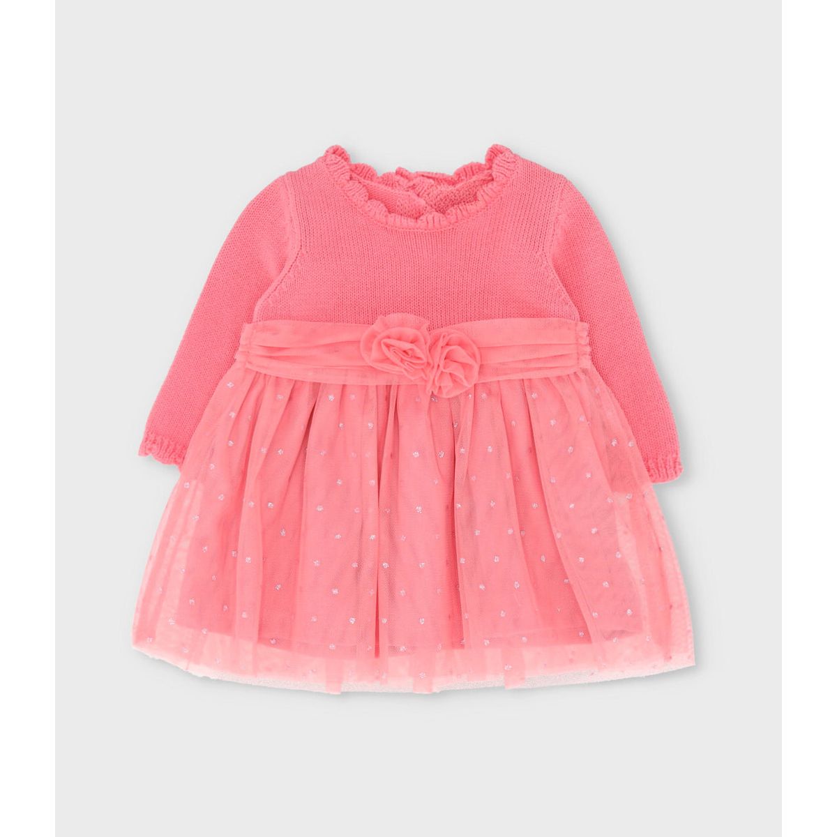 LIMONADA - Vestido recién nacida con flores y lazo coral Limonada