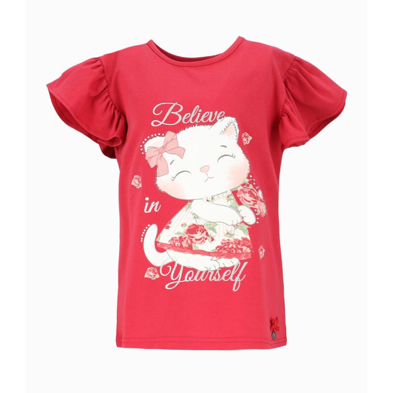 LIMONADA - Polera manga corta niña con vuelo rojo Limonada
