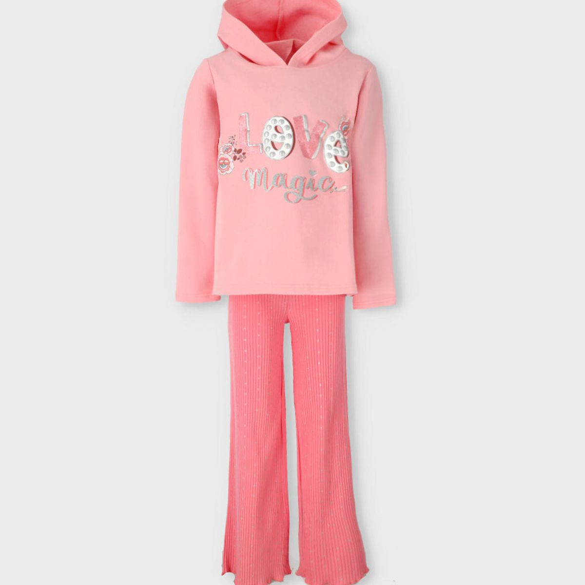 LIMONADA - Conjunto niña puntos y flores coral Limonada