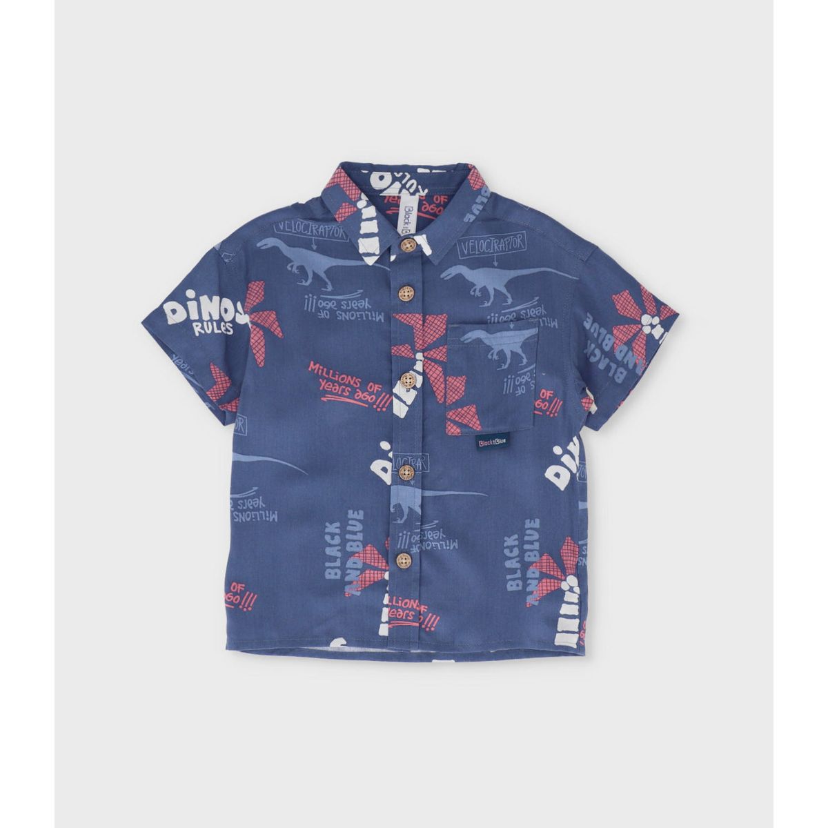 BLACK AND BLUE - Camisa manga corta bebé dinos azul Black and Blue