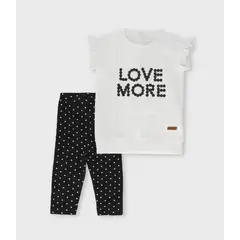 LIMONADA - Conjunto bebé puntos y flores negro