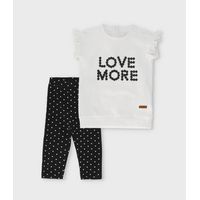 Conjunto bebé puntos y flores negro