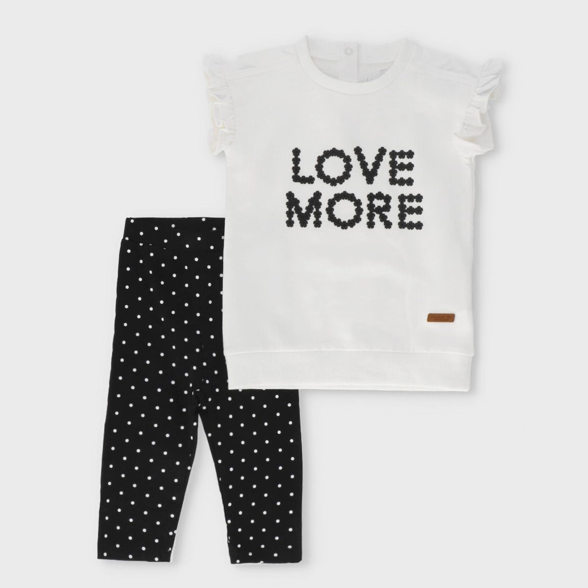 LIMONADA - Conjunto bebé puntos y flores negro Limonada