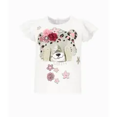 LIMONADA - Polera manga corta bebé con vuelos blanco
