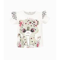 Polera manga corta bebé con leopardo blanco
