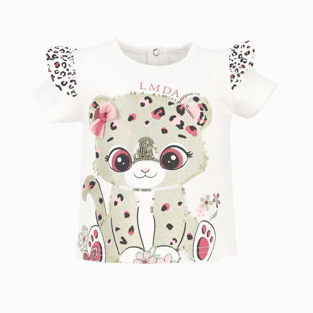 LIMONADA - Polera manga corta bebé con leopardo blanco Limonada
