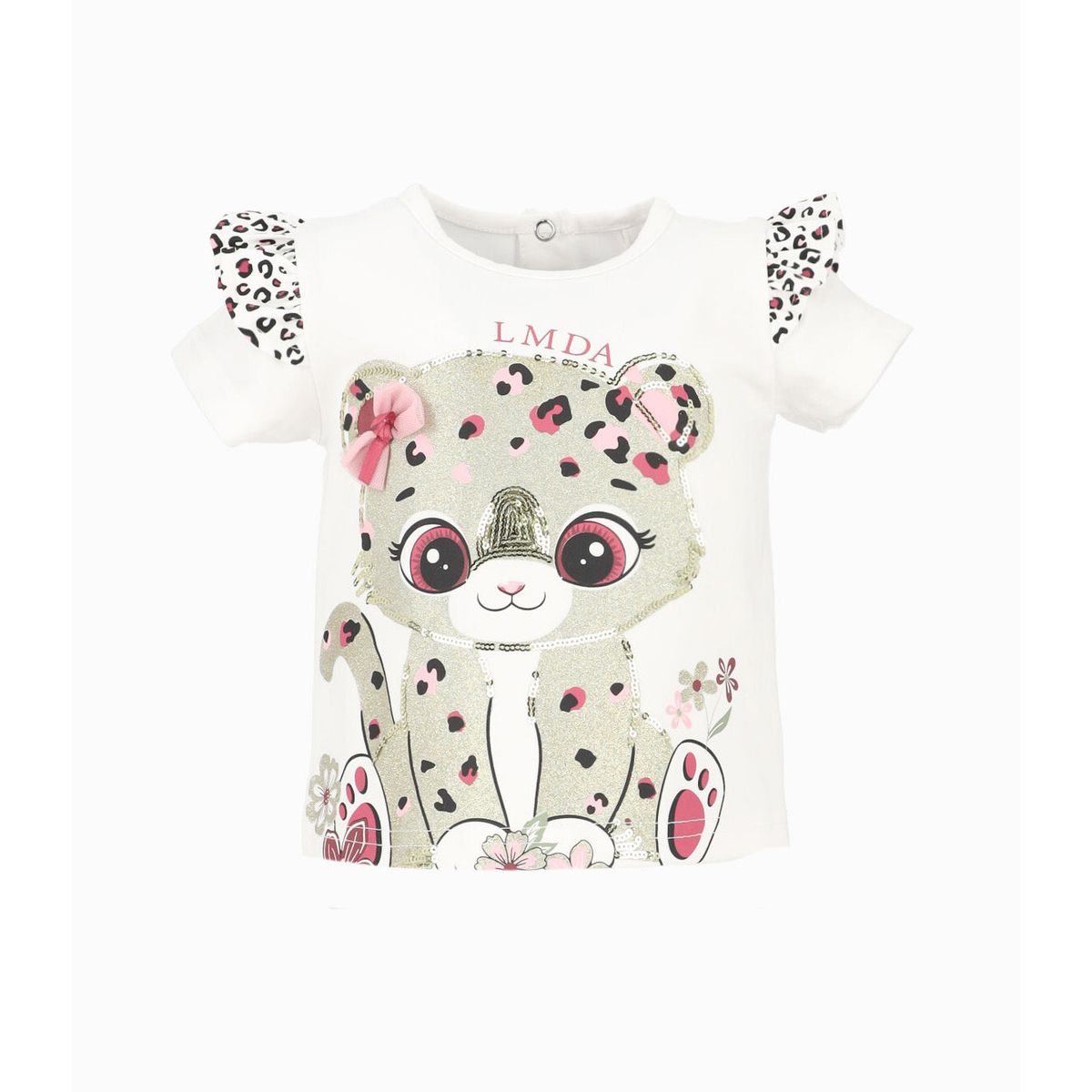 LIMONADA - Polera manga corta bebé con leopardo blanco Limonada