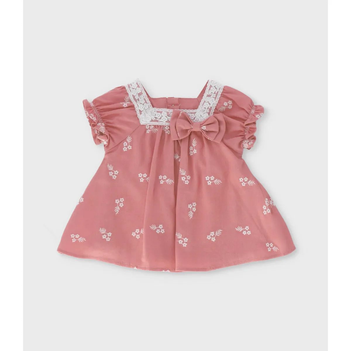LIMONADA - Vestido recién nacida flores bordadas coral Limonada