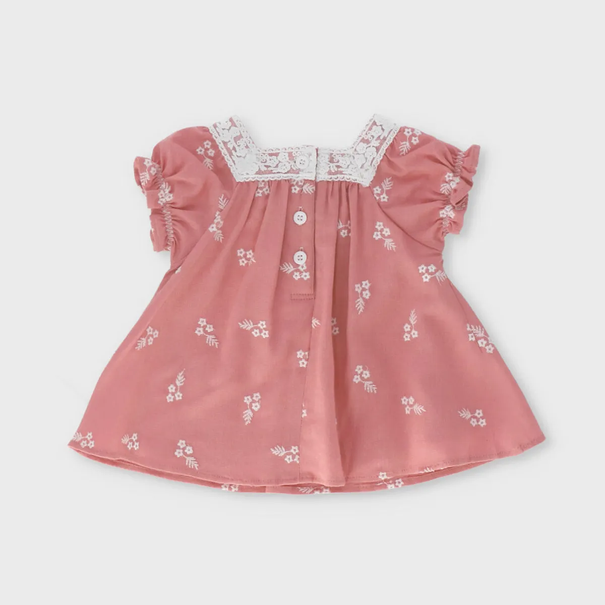 LIMONADA - Vestido recién nacida flores bordadas coral Limonada