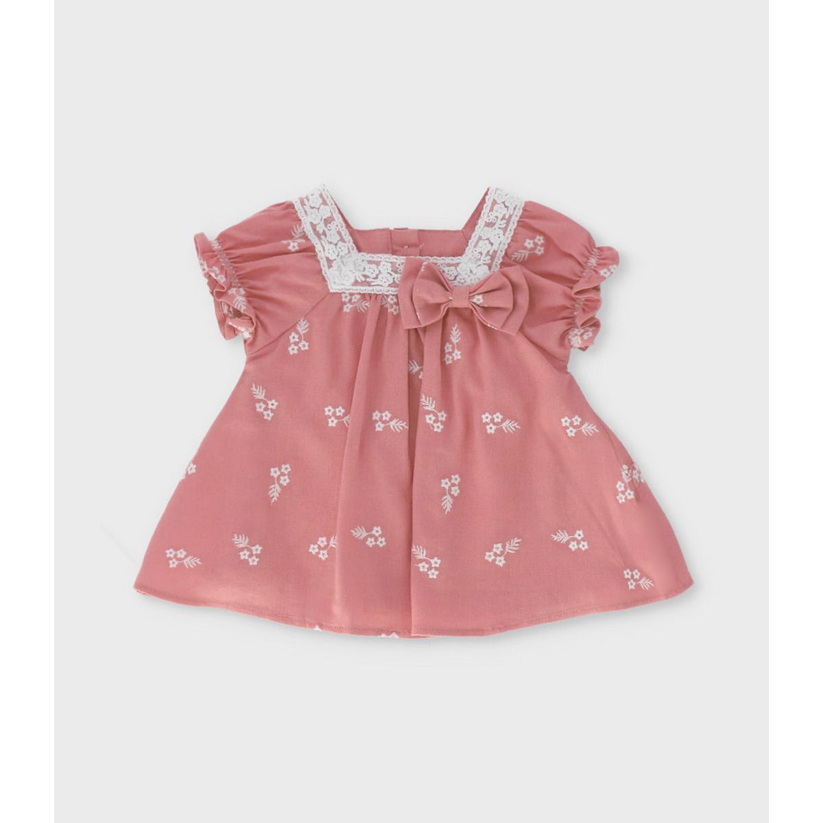 LIMONADA - Vestido recién nacida flores bordadas coral Limonada