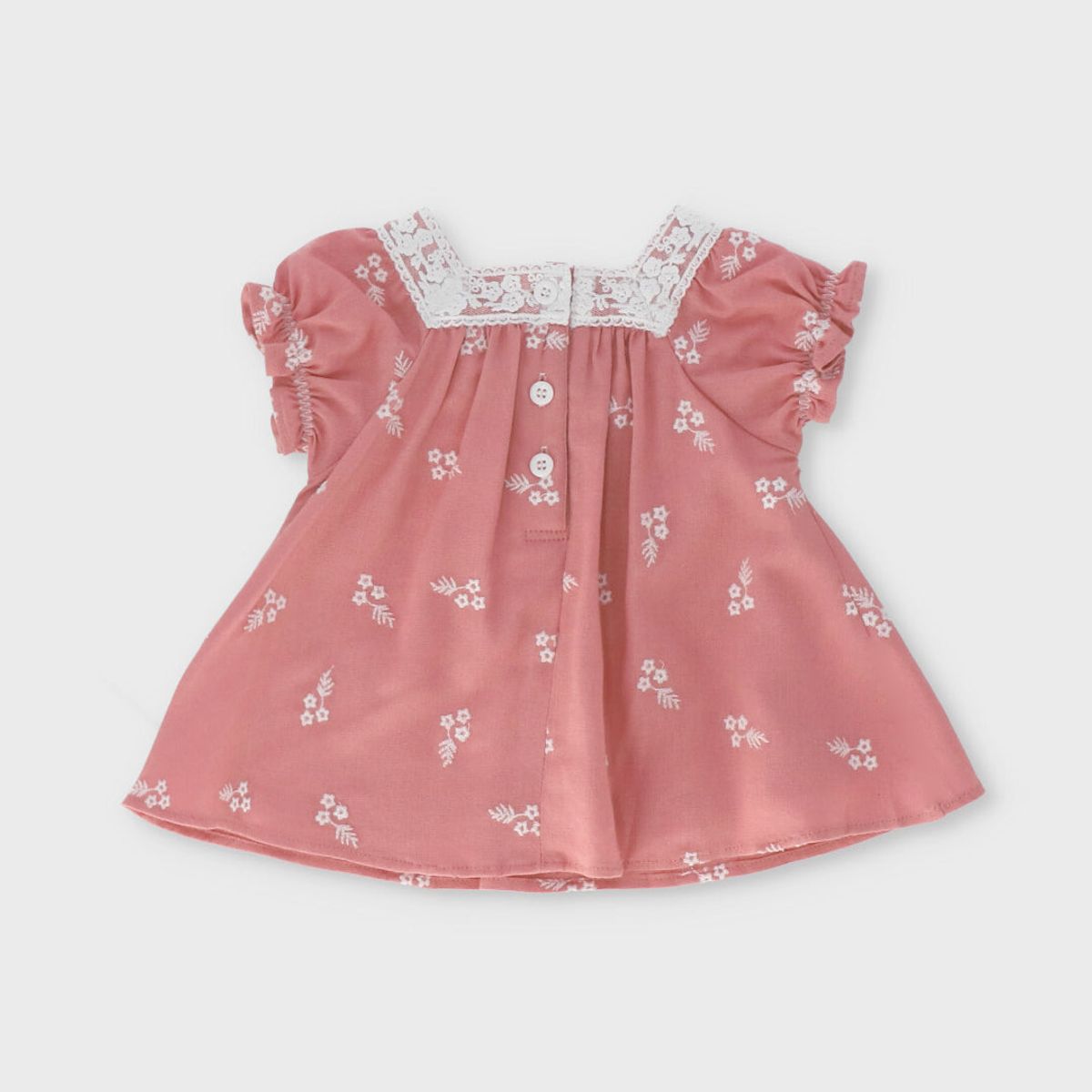 LIMONADA - Vestido recién nacida flores bordadas coral Limonada