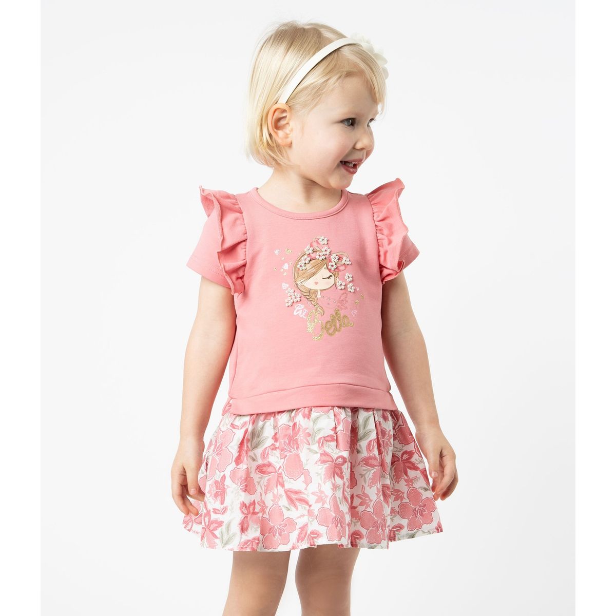 LIMONADA - Vestido bebé con flores y estampado coral Limonada
