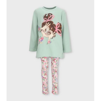 Imagen 2 del producto Conjunto niña con estampado y flores verde