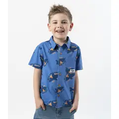 BLACK AND BLUE - Camisa manga corta niño con tiburones azul