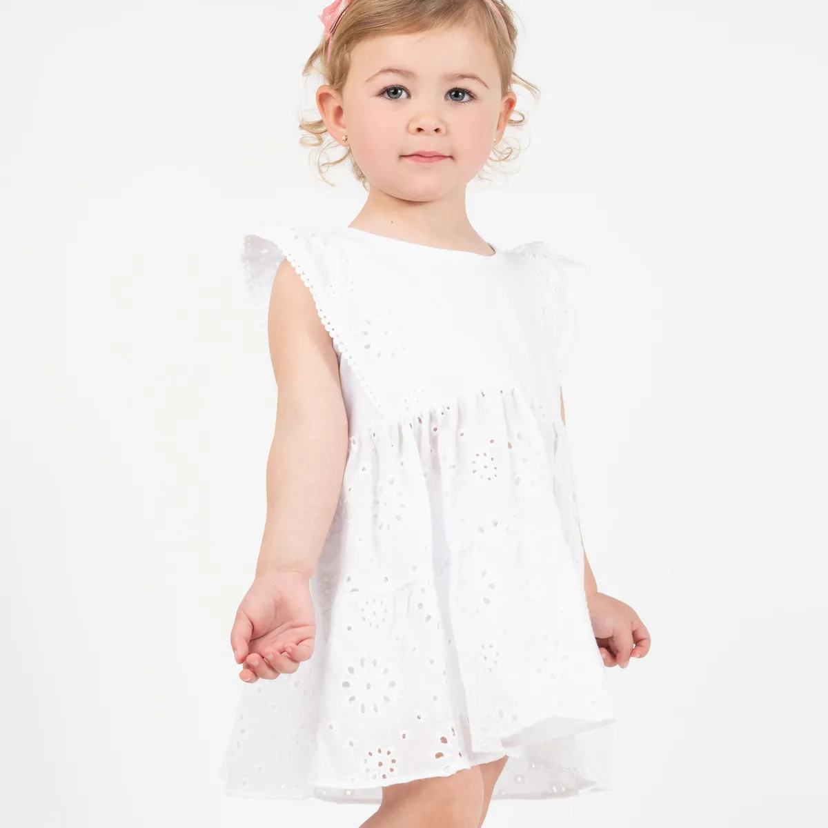 4KIDS - Vestido bebé con vuelos blanco 4 Kids