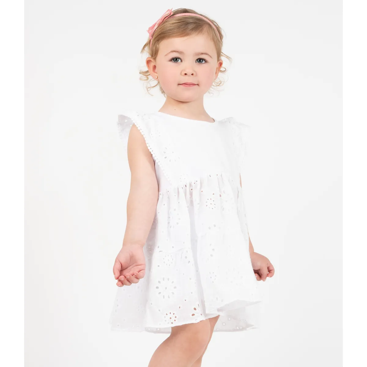 4KIDS - Vestido bebé con vuelos blanco 4 Kids