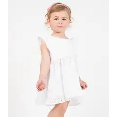 4KIDS - Vestido bebé con vuelos blanco 4 Kids