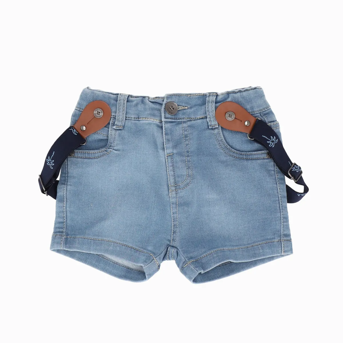 BLACK AND BLUE - Bermuda bebé con suspensores celeste Black and Blue