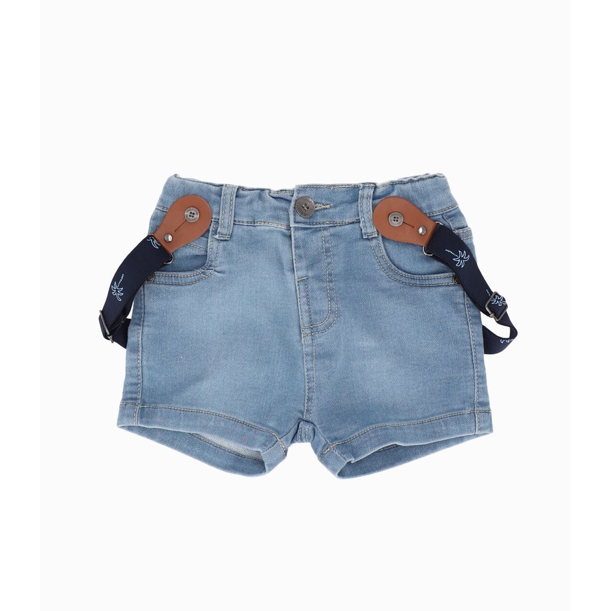 BLACK AND BLUE - Bermuda bebé con suspensores celeste Black and Blue