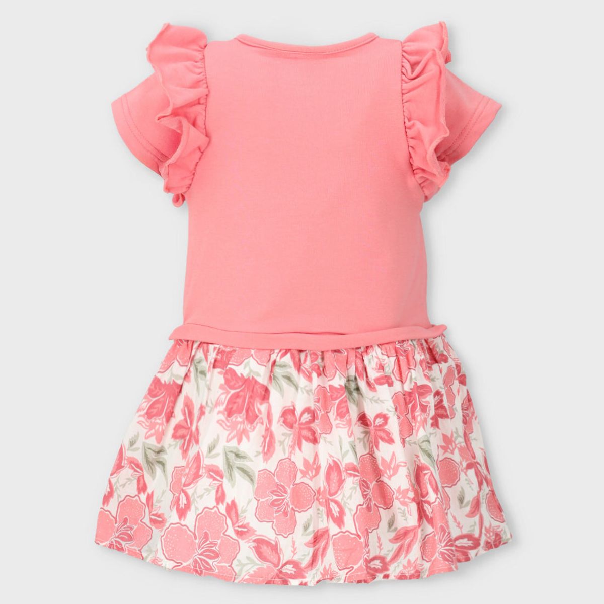 LIMONADA - Vestido niña con flores y estampado coral Limonada