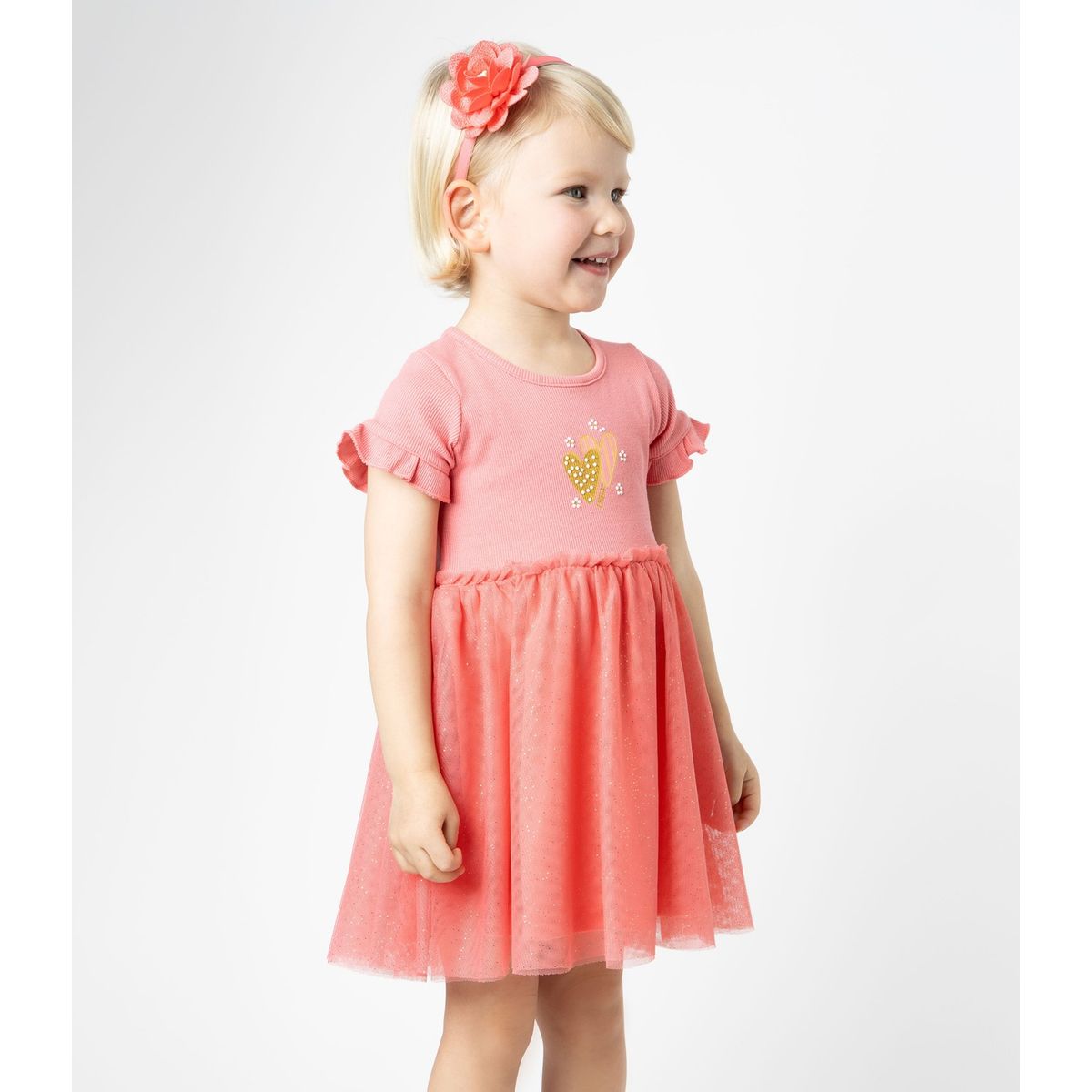 LIMONADA - Vestido bebé acanalado coral Limonada