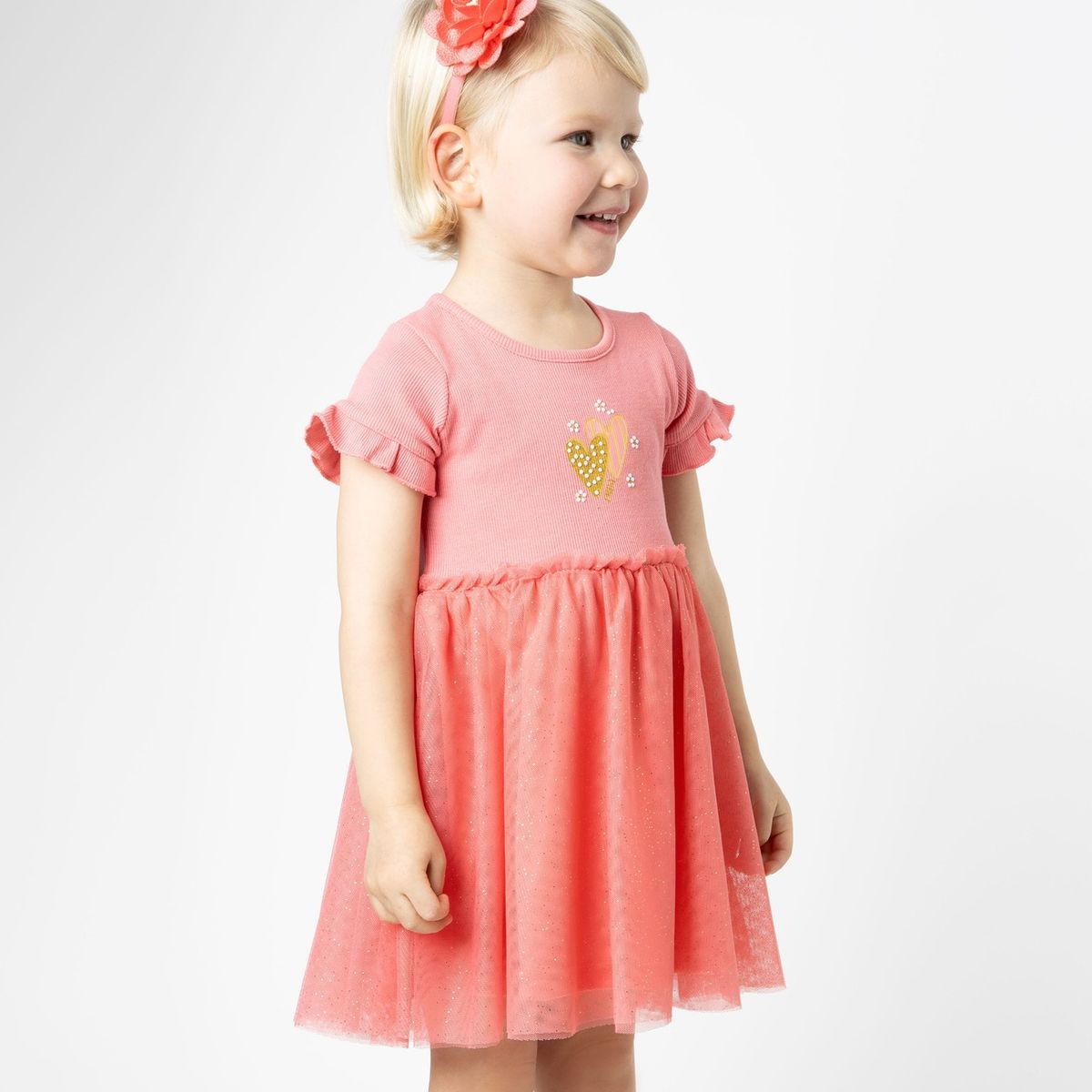 LIMONADA - Vestido bebé acanalado coral Limonada