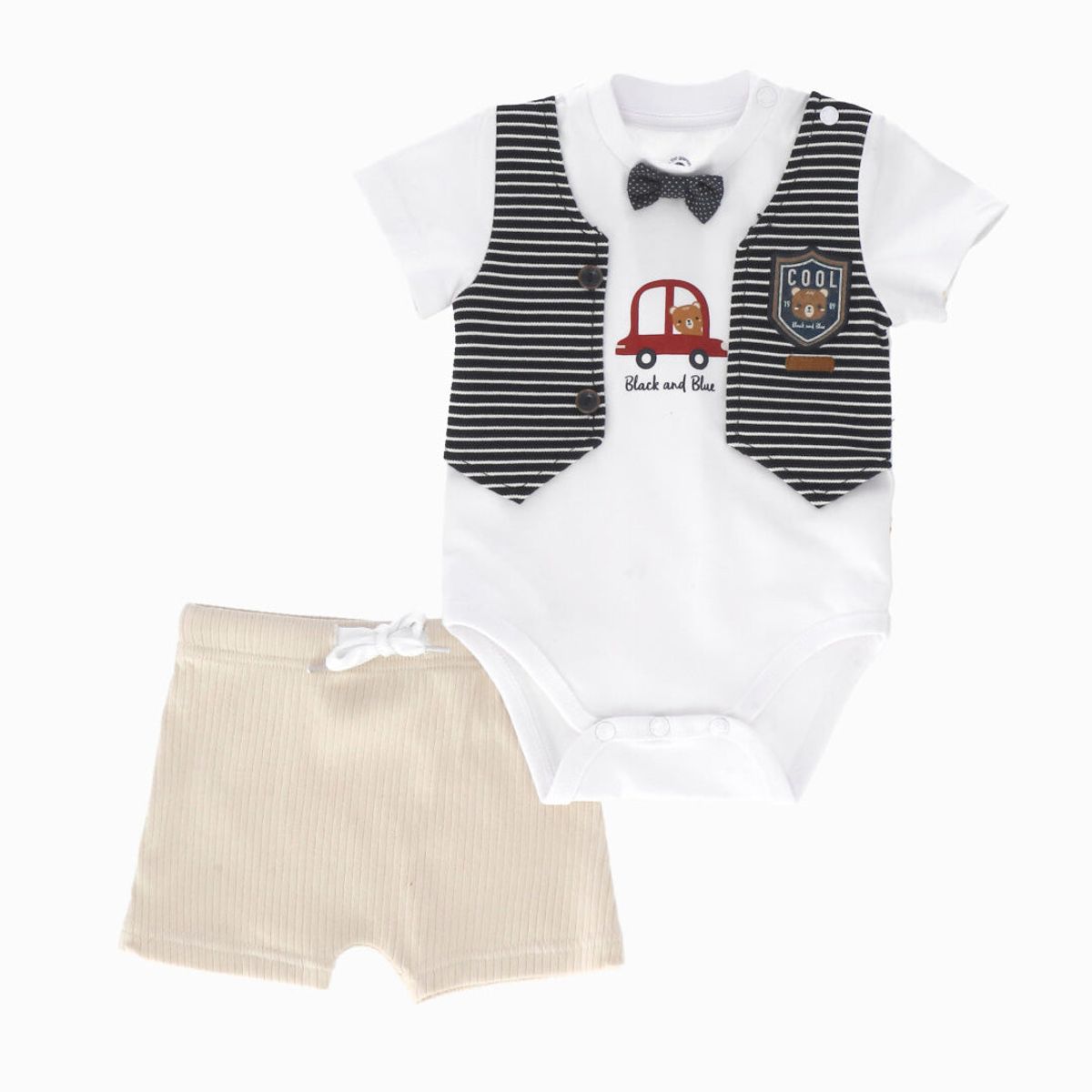 BLACK AND BLUE - Conjunto recién nacido de ocasión beige Black and Blue